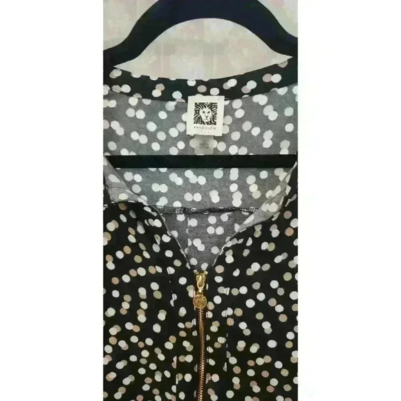 Anne Klein Large Sleeveless Polkadot Blouse with Gold Zipper - Picture 3 of 12
